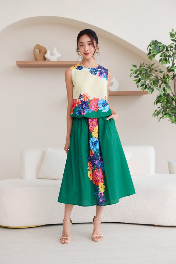 Bertha Skirt In Green Florals