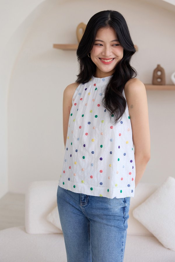 Colorato Top In Colourful Dots