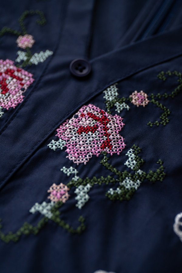 Lacey Top In Embroidered Blue