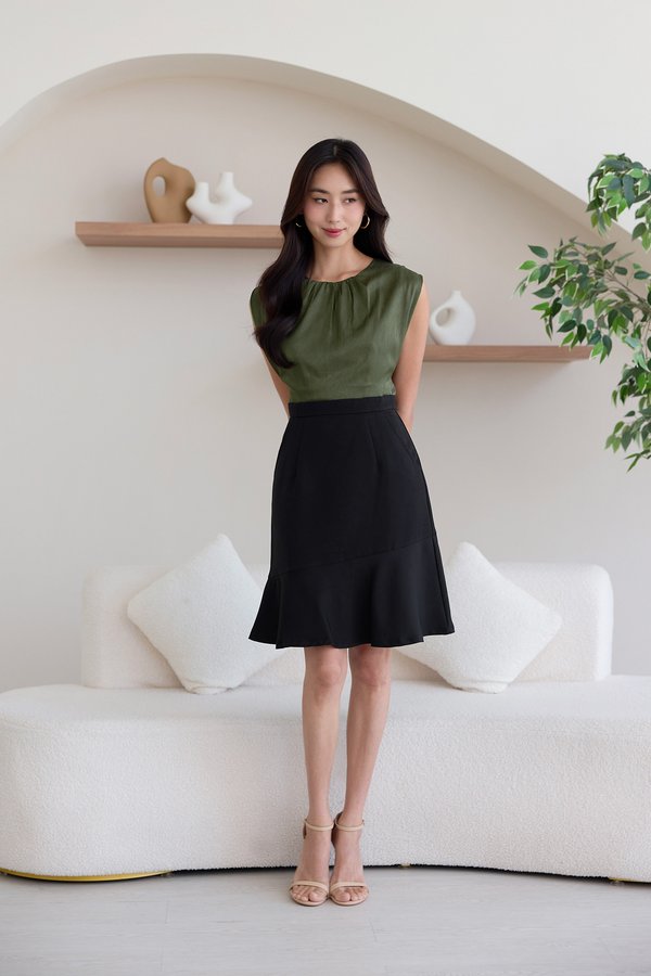 Arielle Dress In Olive Black