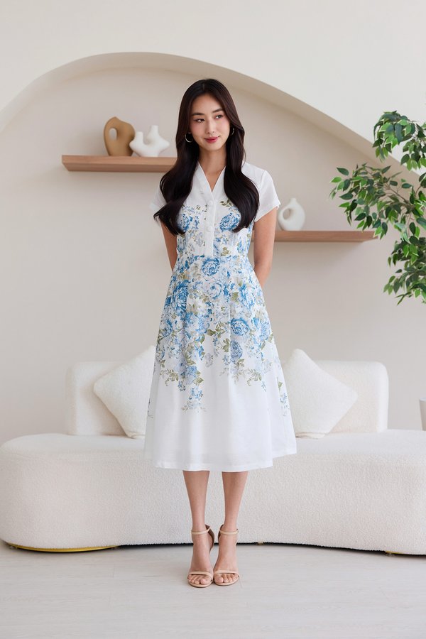 Whitney Dress In Blue Florals