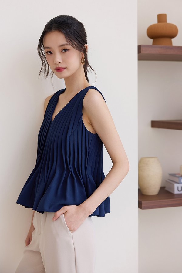 Bernadette Top In Navy Blue