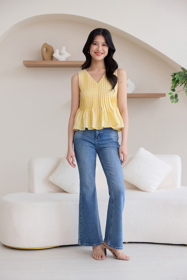 Bernadette Top In Yellow Checks