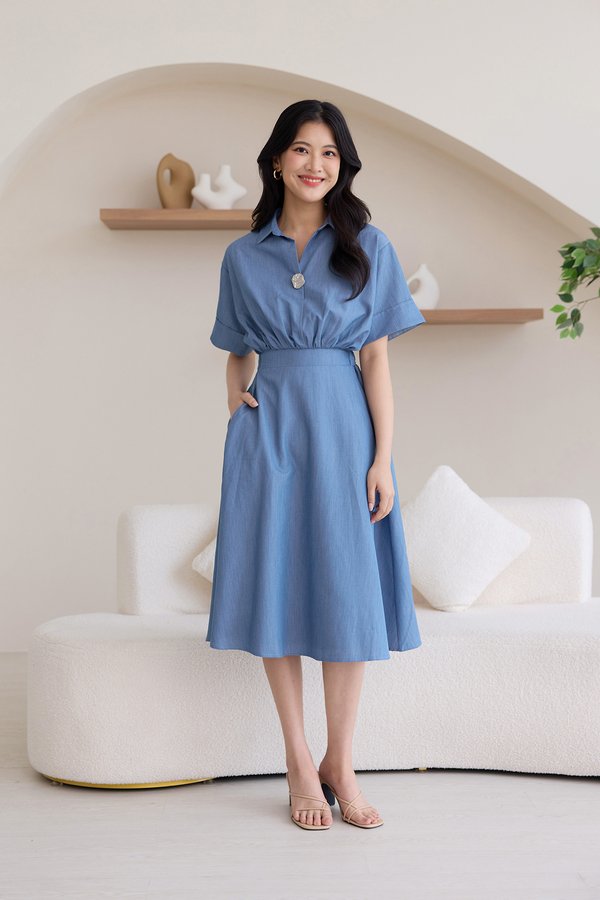 Robyn Dress In Muted Blue
