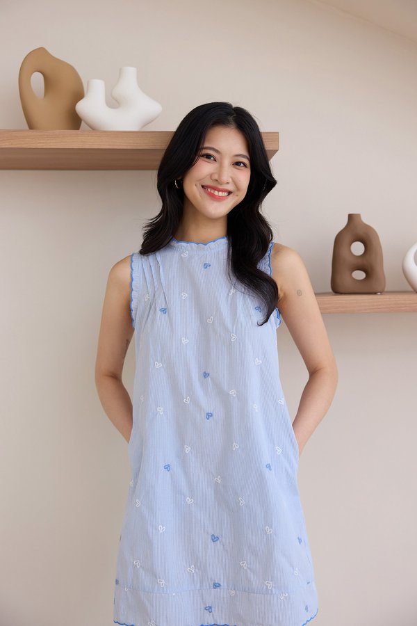 Roselyn Dress In Blue Stripes