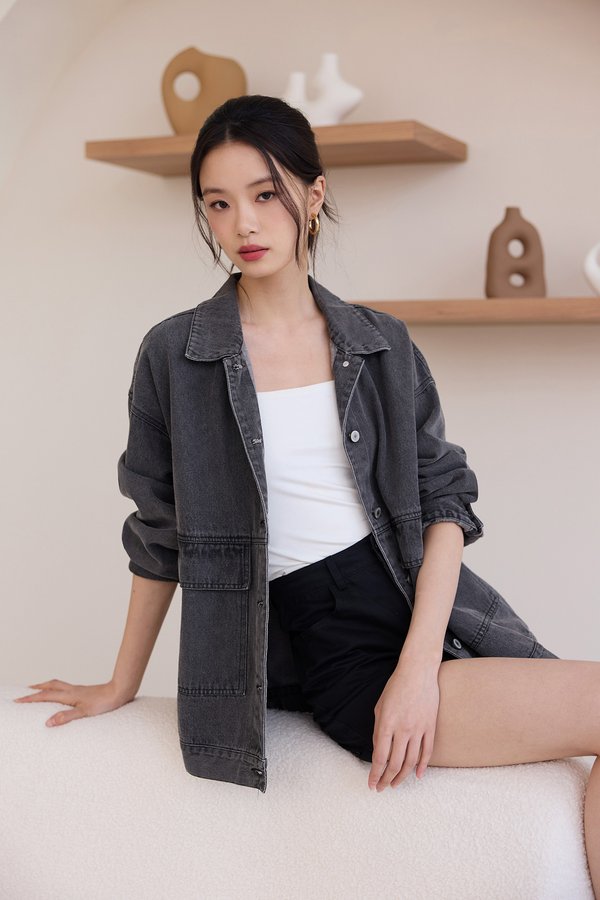 Bianca Jacket In Charcoal Wash