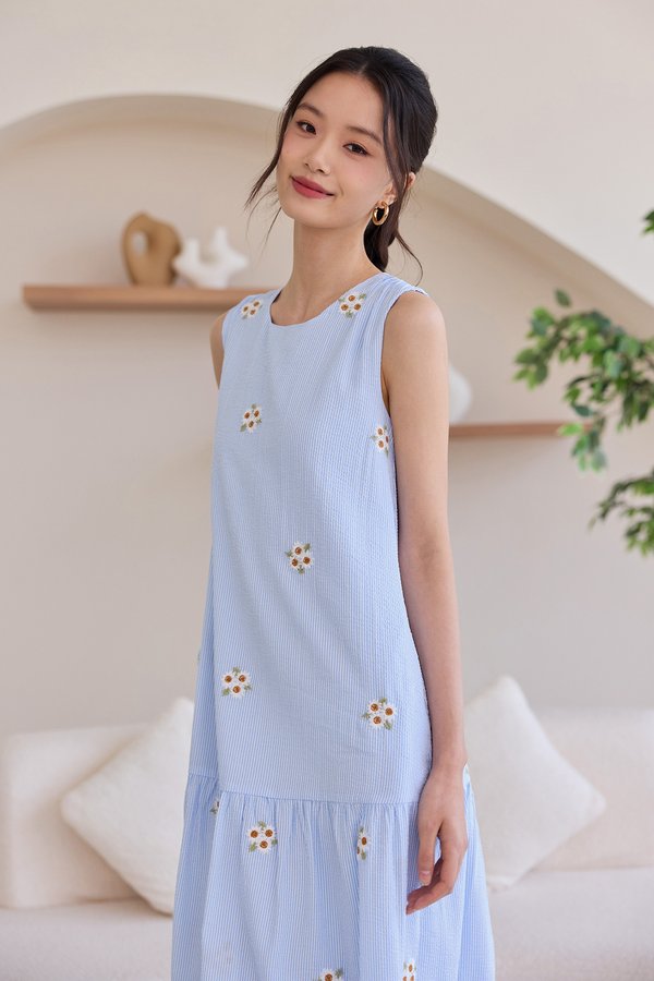 Perpetua Dress In Sky Stripes