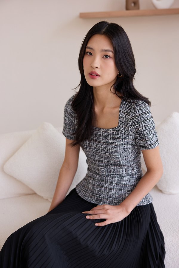 Faustina Dress In Black Tweed