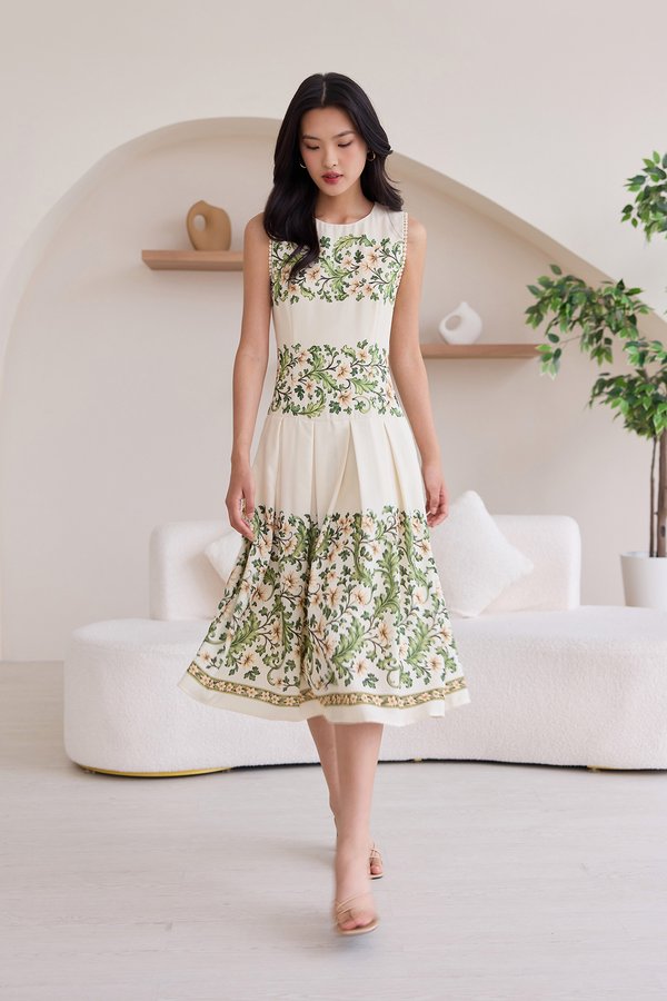 [Preorder] Leilani Dress In Cream Florals