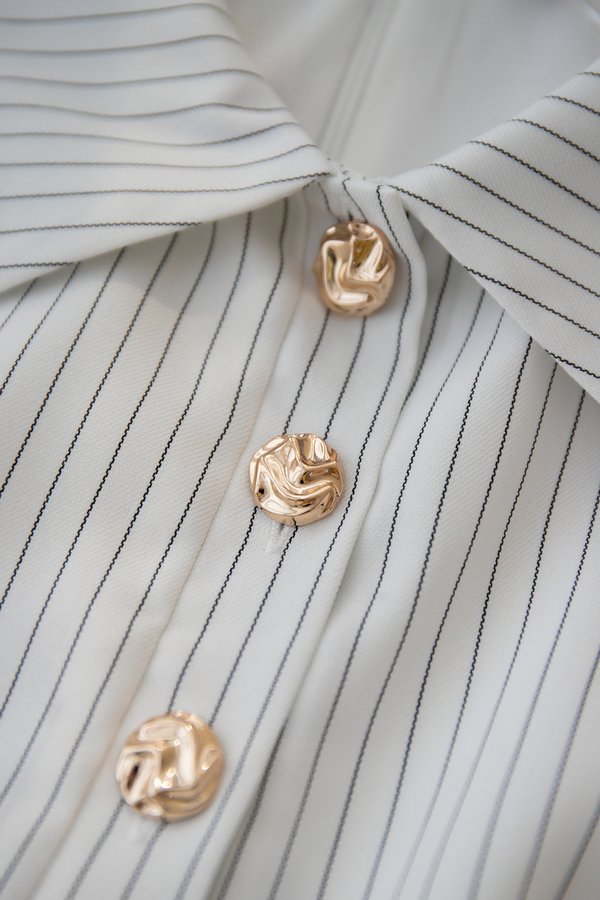 Daney Romper In White Pinstripes