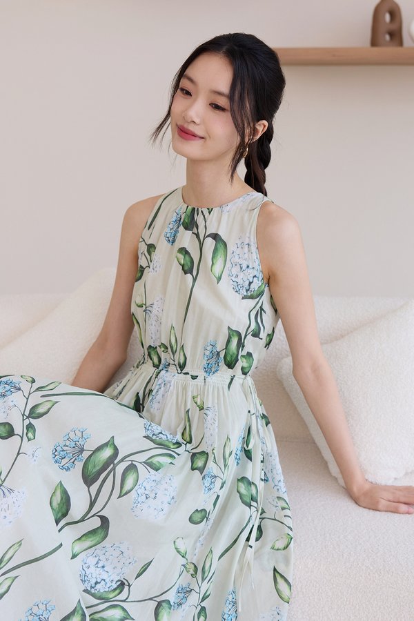 Emelia Dress In Blue Green Florals