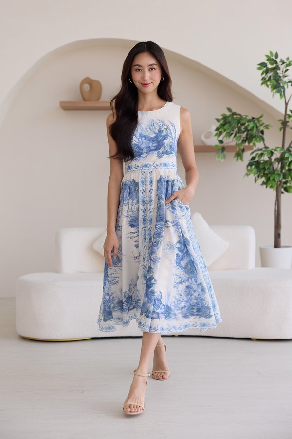 Liane Dress In Blue Porcelain