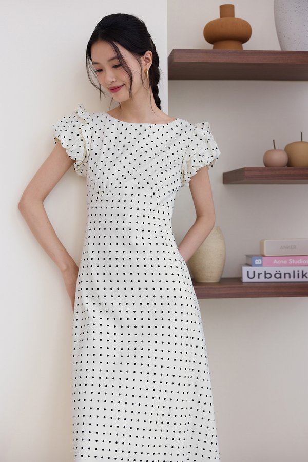 Solea Dress In Cream Dots