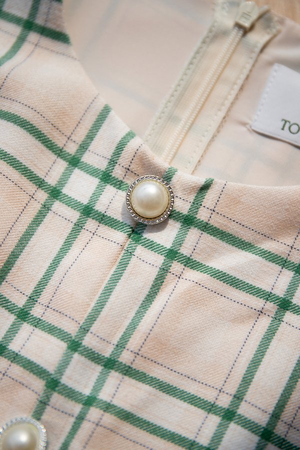 Wylene Dress In Cream Plaid
