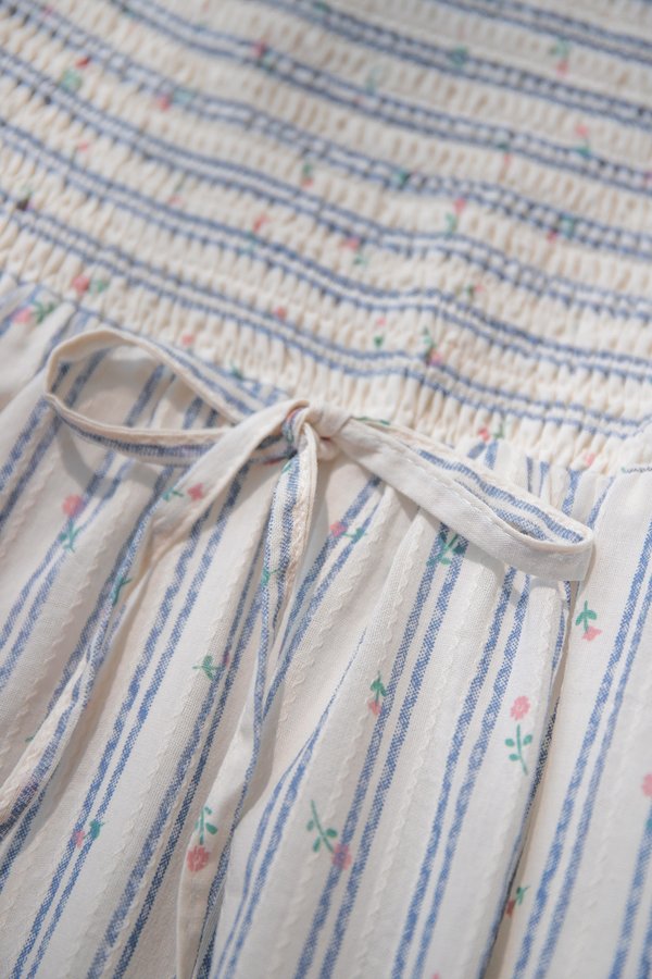 Katiya Dress In Blue Floral Stripes