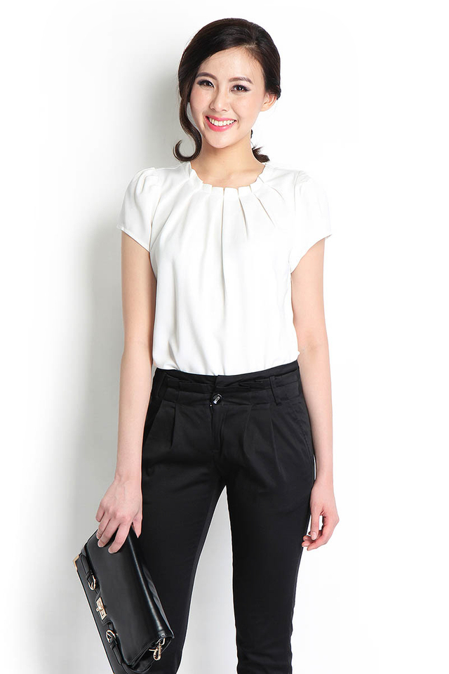 Origami Lesson Top In Ivory White