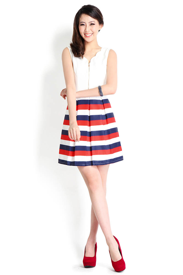 Join The Carnival Dress In Red Stripes