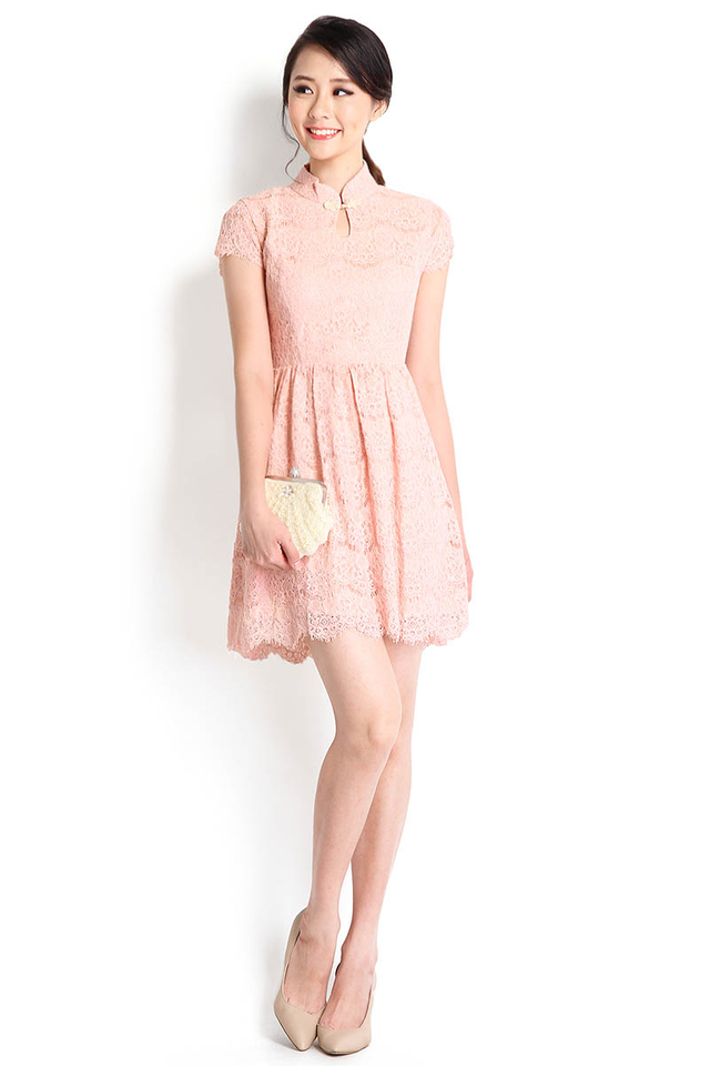 Refined Romance Cheongsam Dress In Chiffon Pink