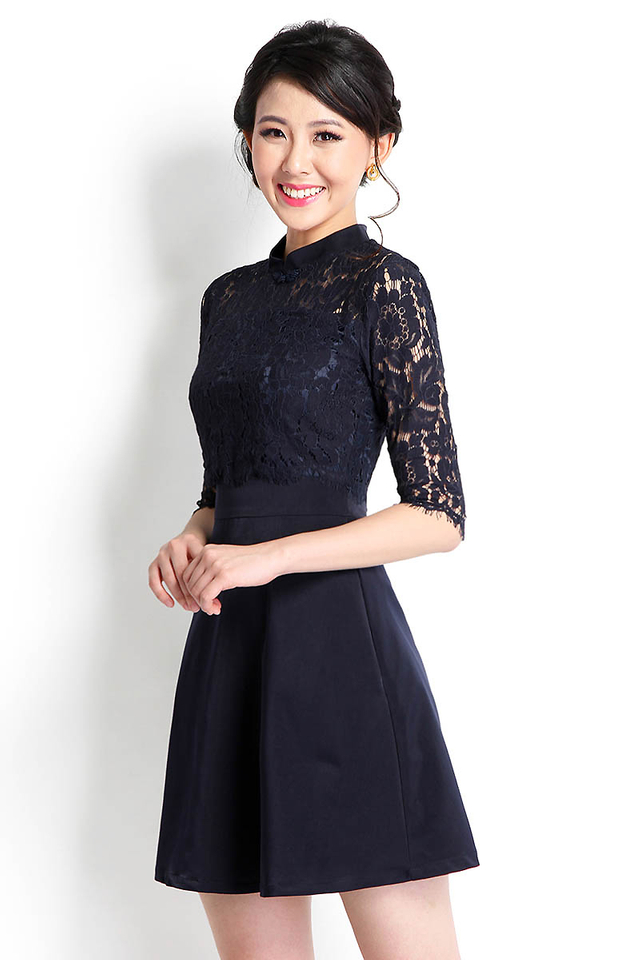 Care To Romance Dress In Midnight Blue