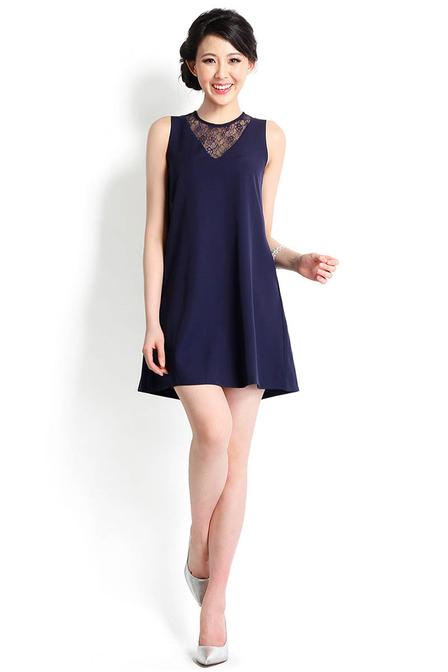 Take The Plunge Dress In Midnight Blue