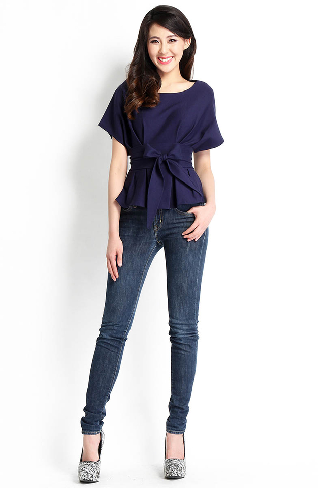 Young And Beautiful Top In Navy Blue