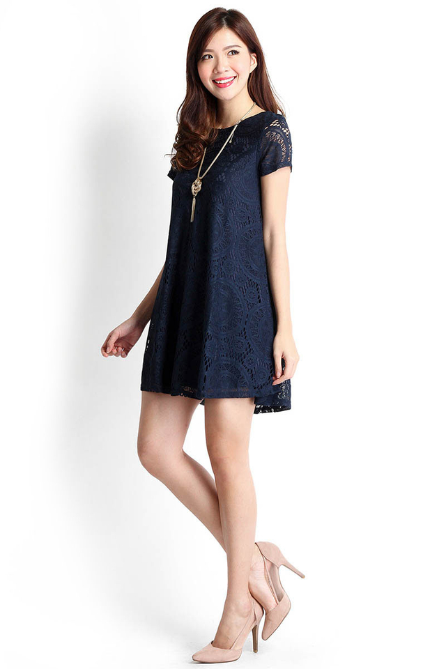 Lace Imperative Dress In Midnight Blue