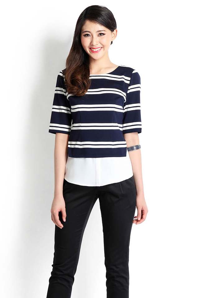 Rules Of The Game Top In Blue Stripes