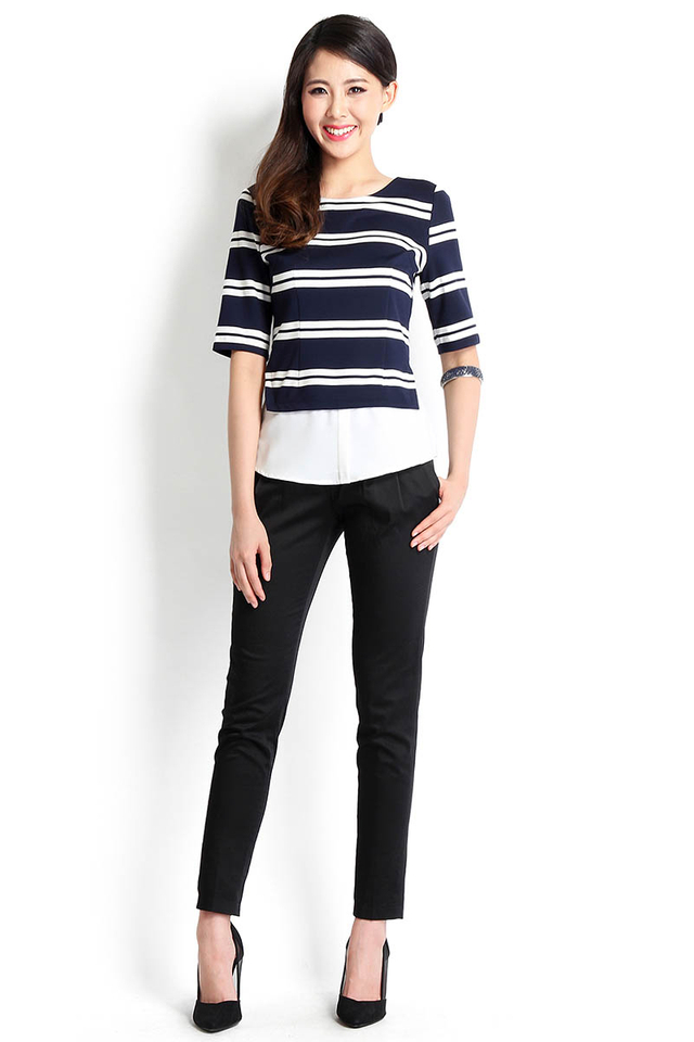 Rules Of The Game Top In Blue Stripes