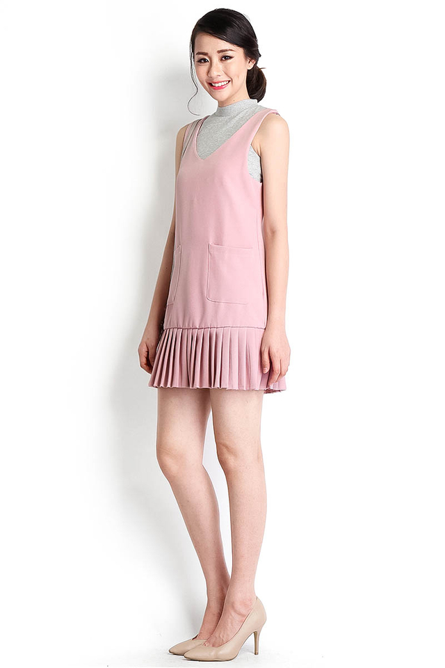 Pleated Asthetics Dress In Pink