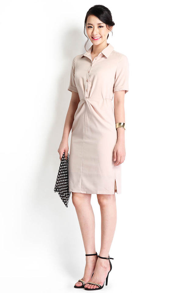 Round The Clock Sophistication Dress In Sand