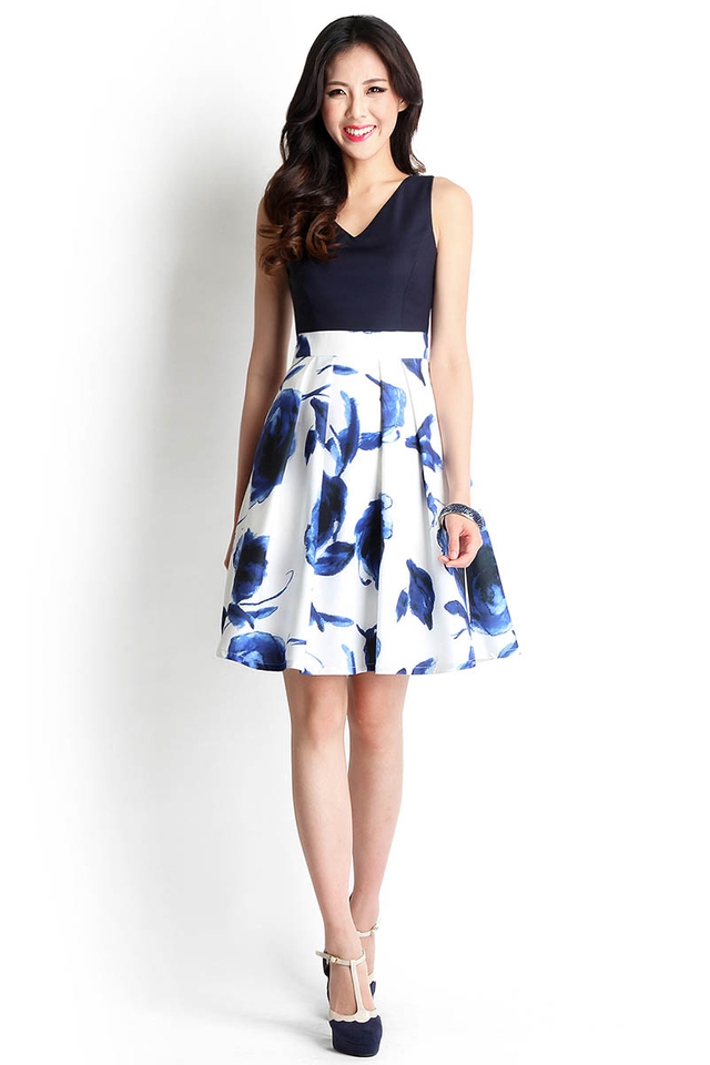 Chronicles Of Underland Dress In Blue Florals
