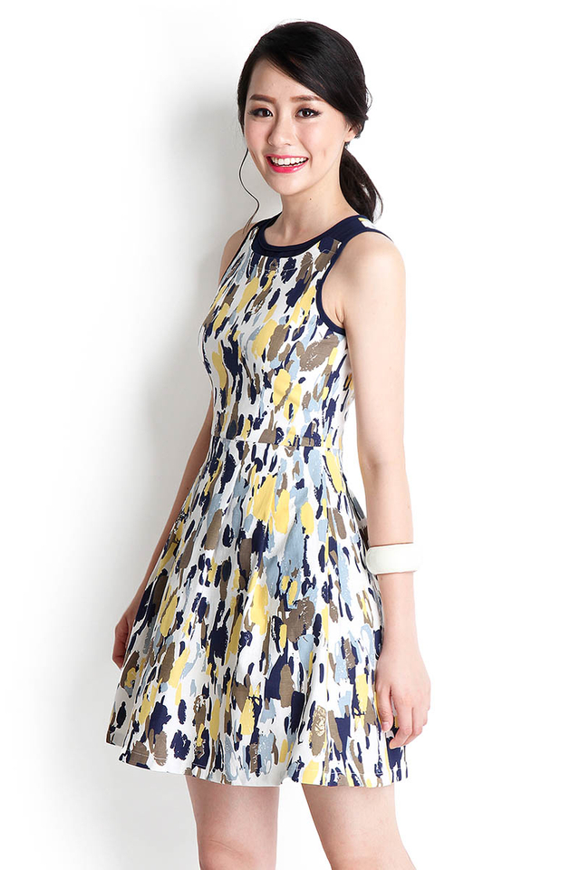 A Summer's Day Dress In Abstract Yellow