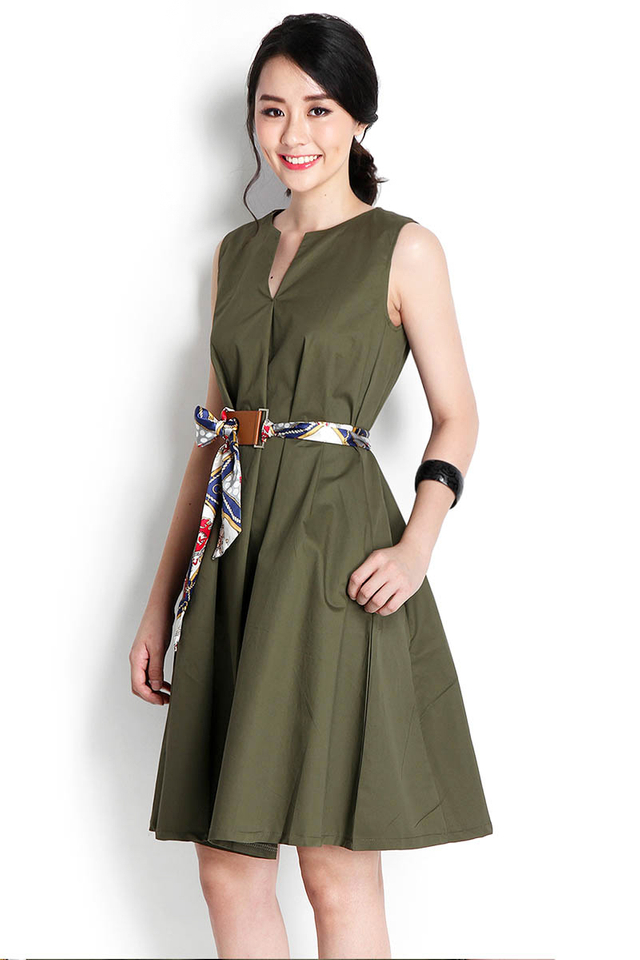 Around The Bonfire Dress In Olive