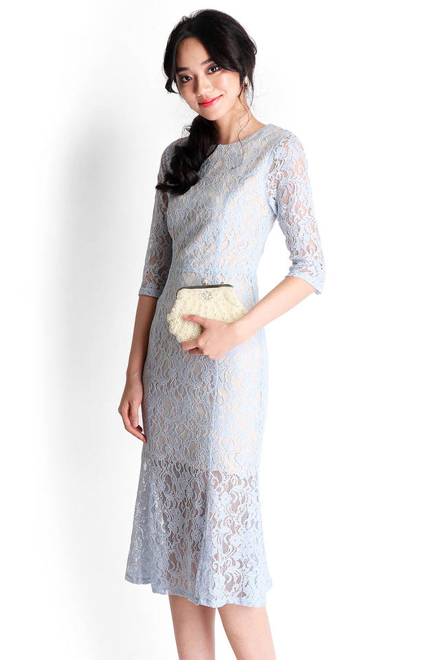 Dancing with Ophelia Dress In Powder Blue Lace 