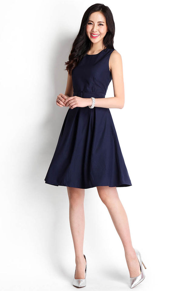 Deep In Thought Dress In Midnight Blue