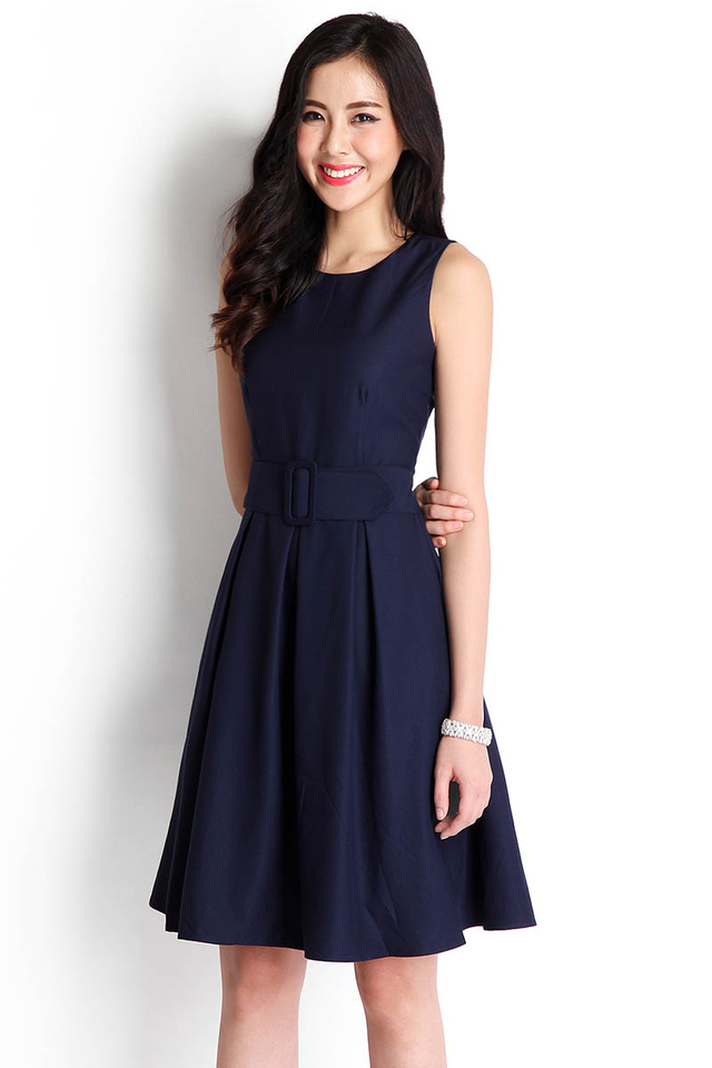 Deep In Thought Dress In Midnight Blue