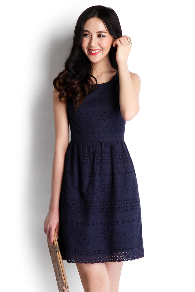 April Showers Dress In Navy Blue