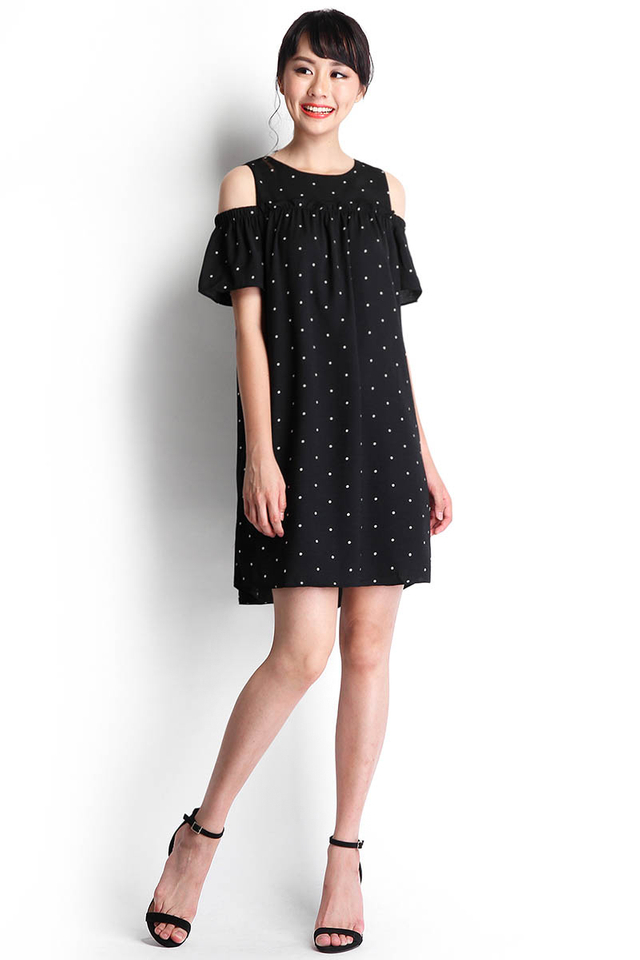 Playing It Cool Dress In Black Polka