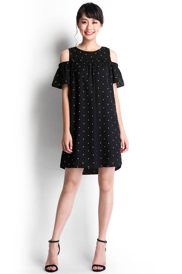 Playing It Cool Dress In Black Polka