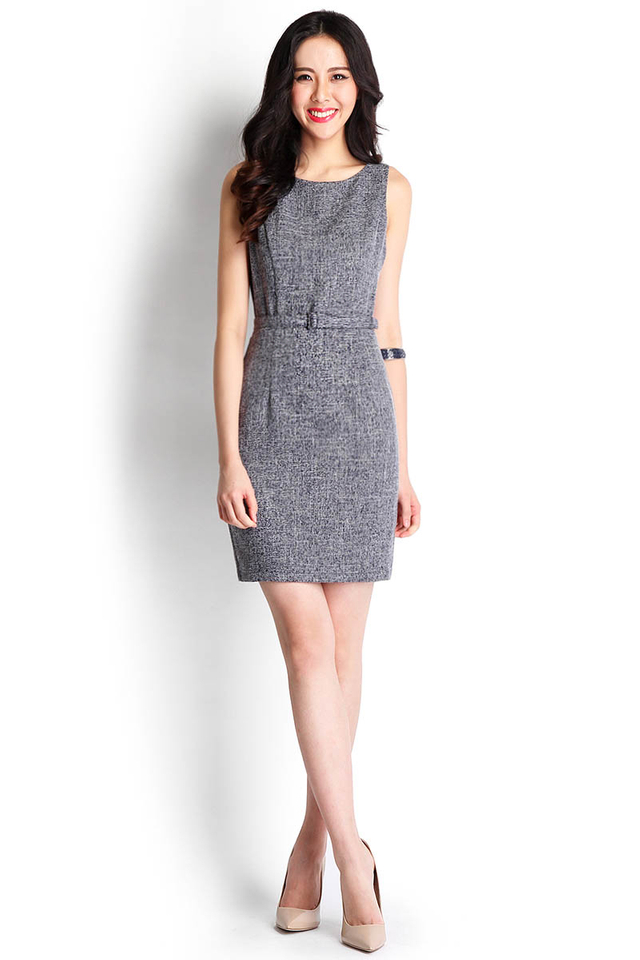 Campaign Pitch Dress In Blue Tweed