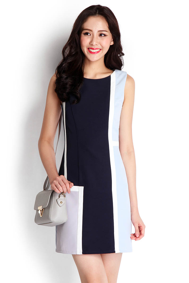 Perfect Strangers Dress In Navy Blue
