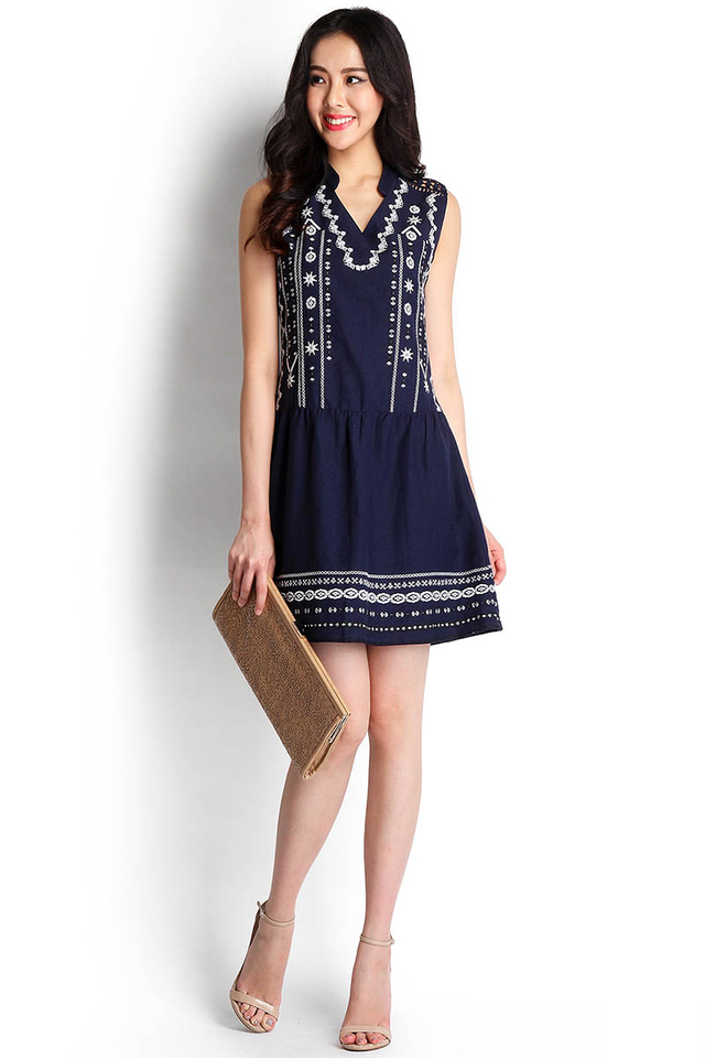Persian Chronicles Dress In Navy Blue