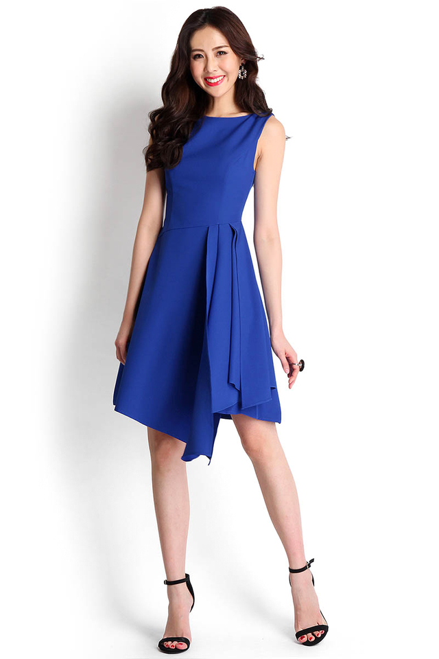 Elaborate Fanfare Dress In Cobalt Blue