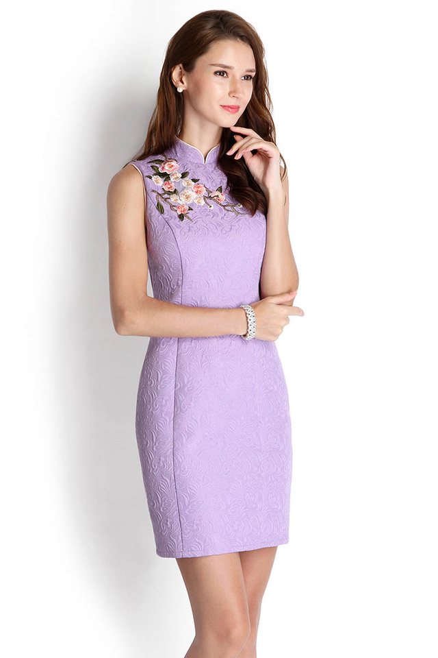 Lovely And Lush Cheongsam Dress In Lavender