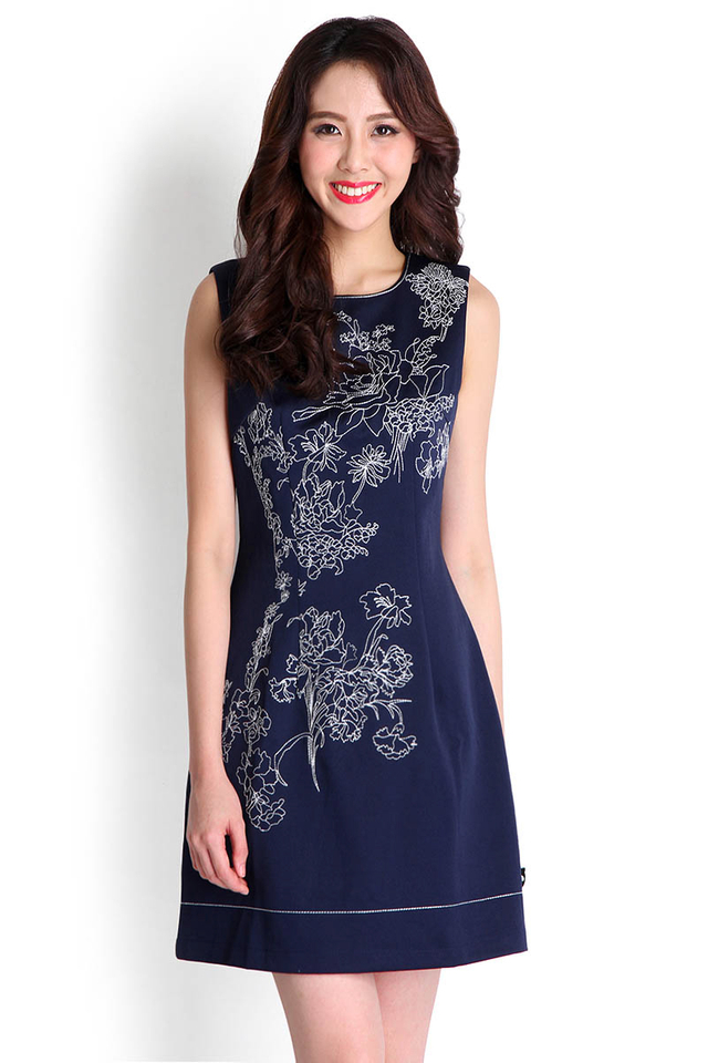 By Your Side Dress In Midnight Blue