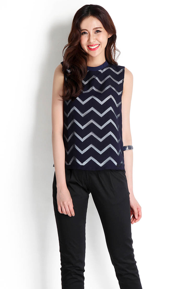 Humility And Grace Top In Blue Chevron