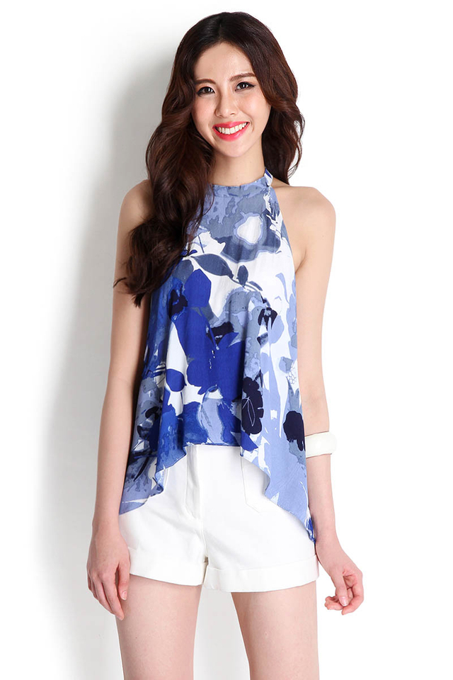 [BO] Creative Juices Top In Blue Florals