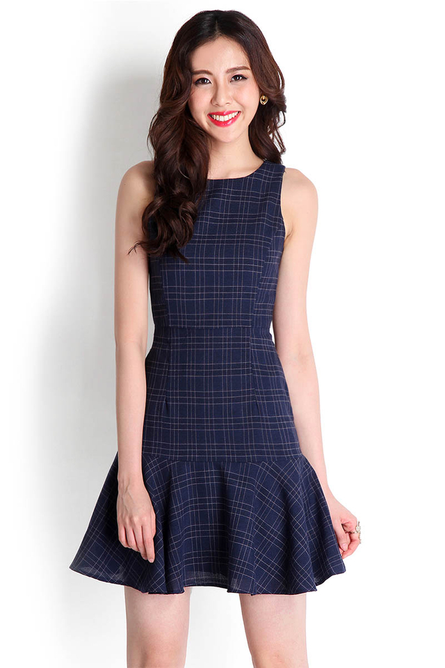 [BO] In For A Surprise Dress In Blue Grids