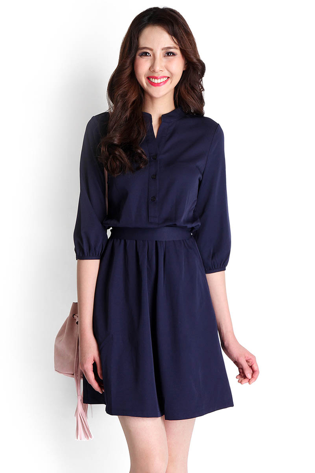 One Woman Show Dress In Midnight Blue