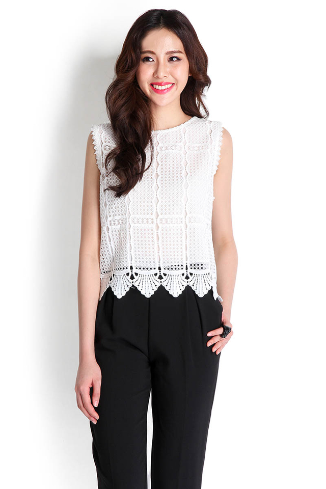 Shape Of You Top In White Crochet